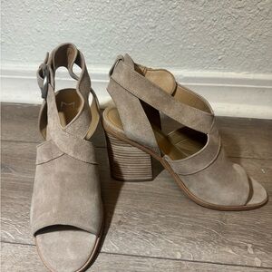 Marc Fisher Taupe Suede Heeled Sandals